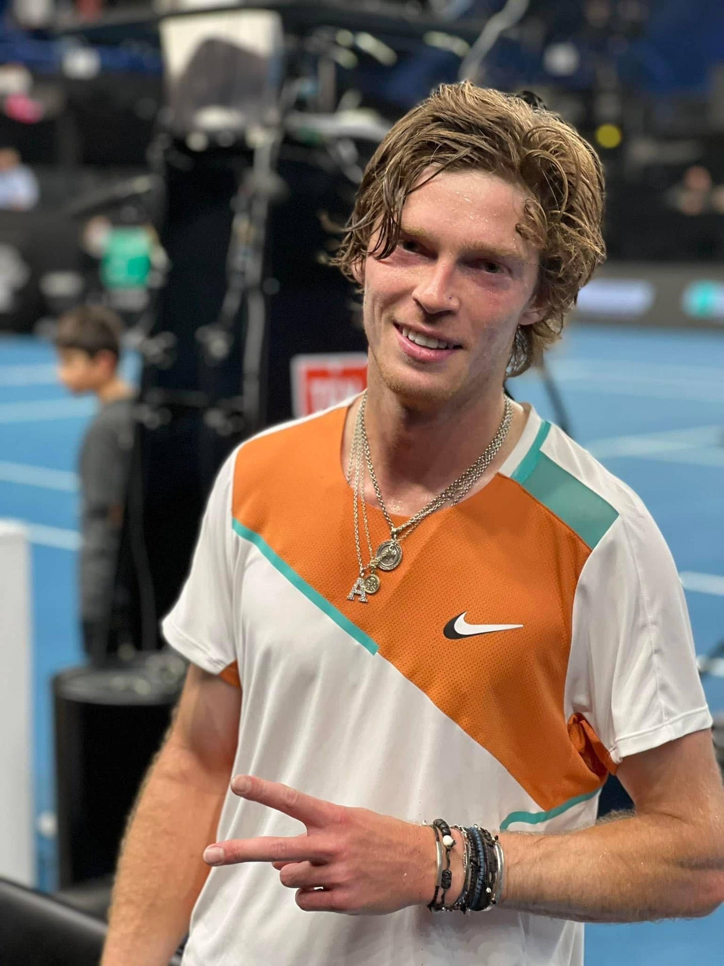 Andrey Rublev With Peace Sign Wallpaper
