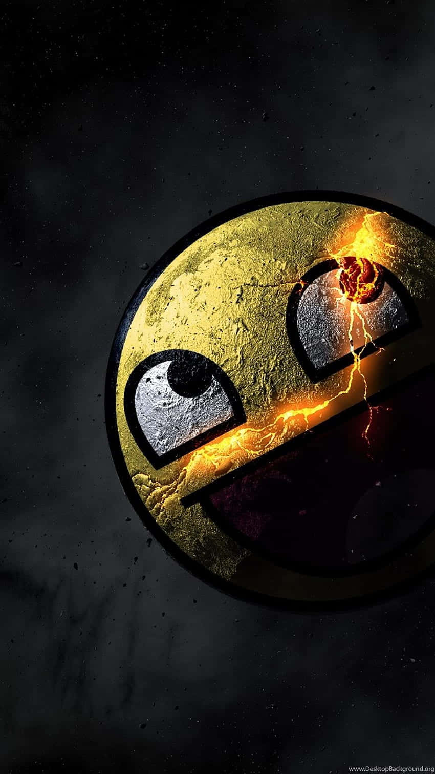 A Yellow Emoticion With A Flame In The Background Wallpaper
