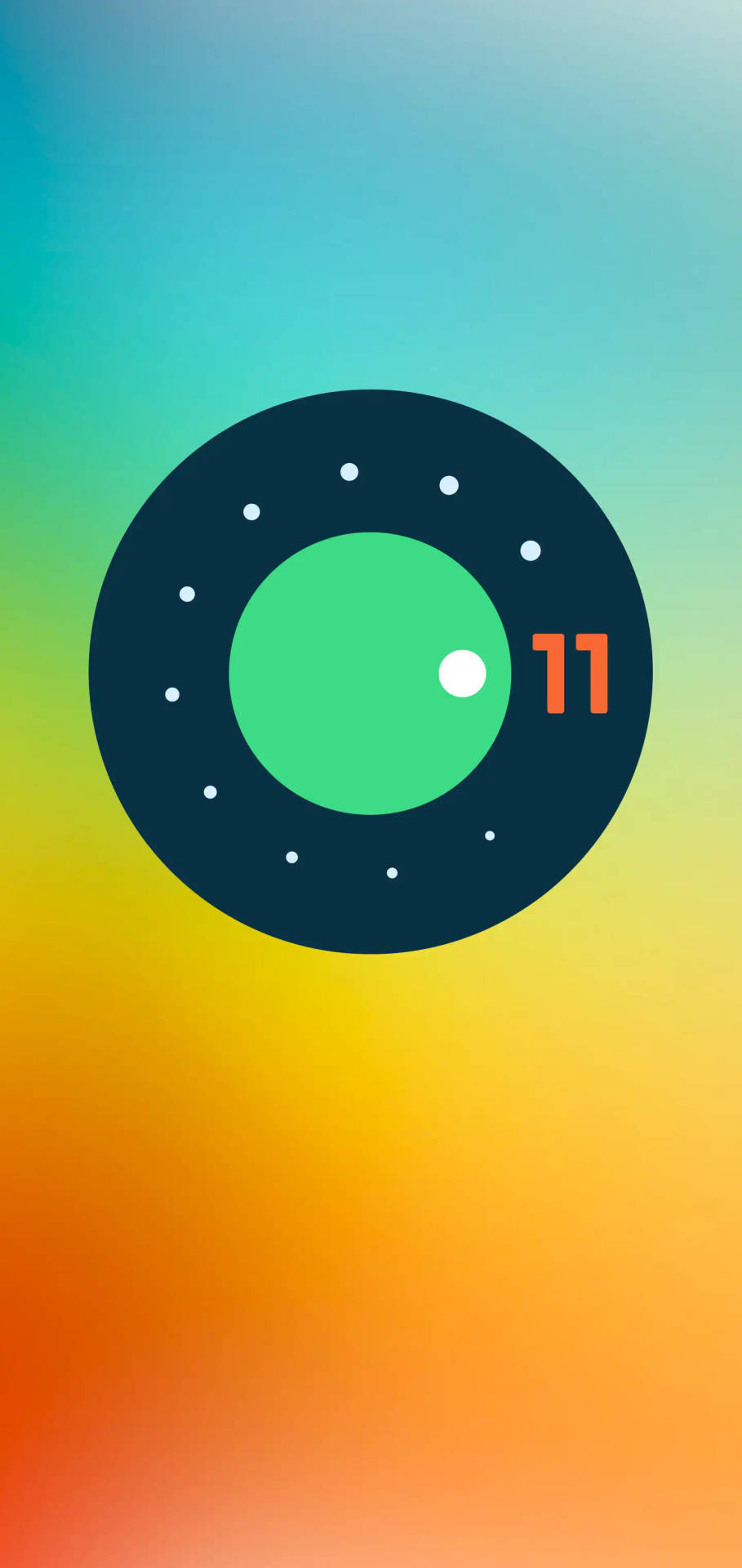 Android11 Logotyp Och Abstrakt Bakgrund. Wallpaper