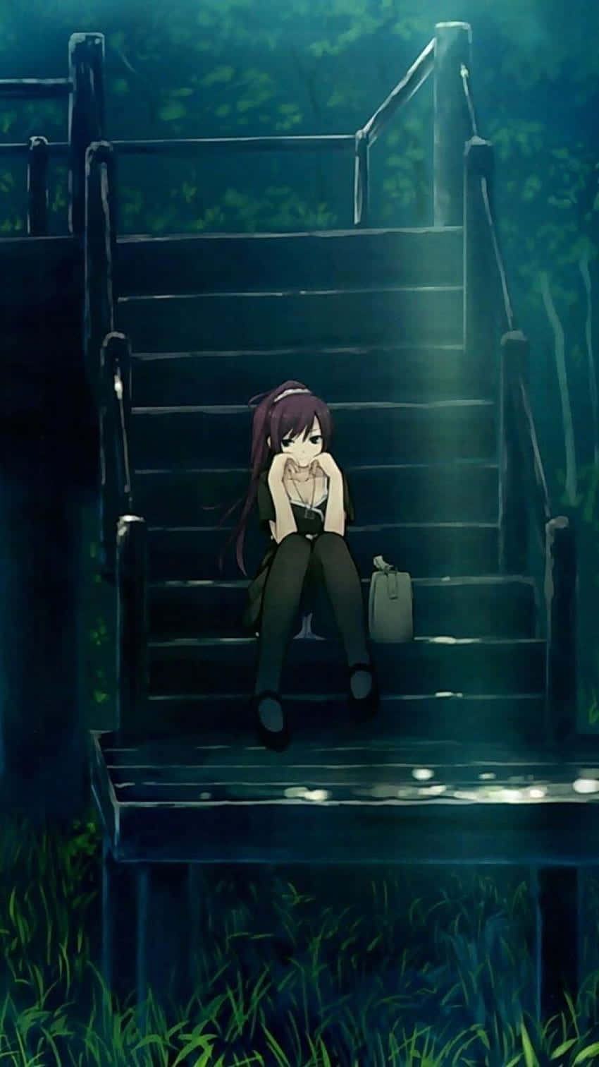 Androidfondo De Pantalla De Anime De Chica Triste Con Coleta Fondo de pantalla