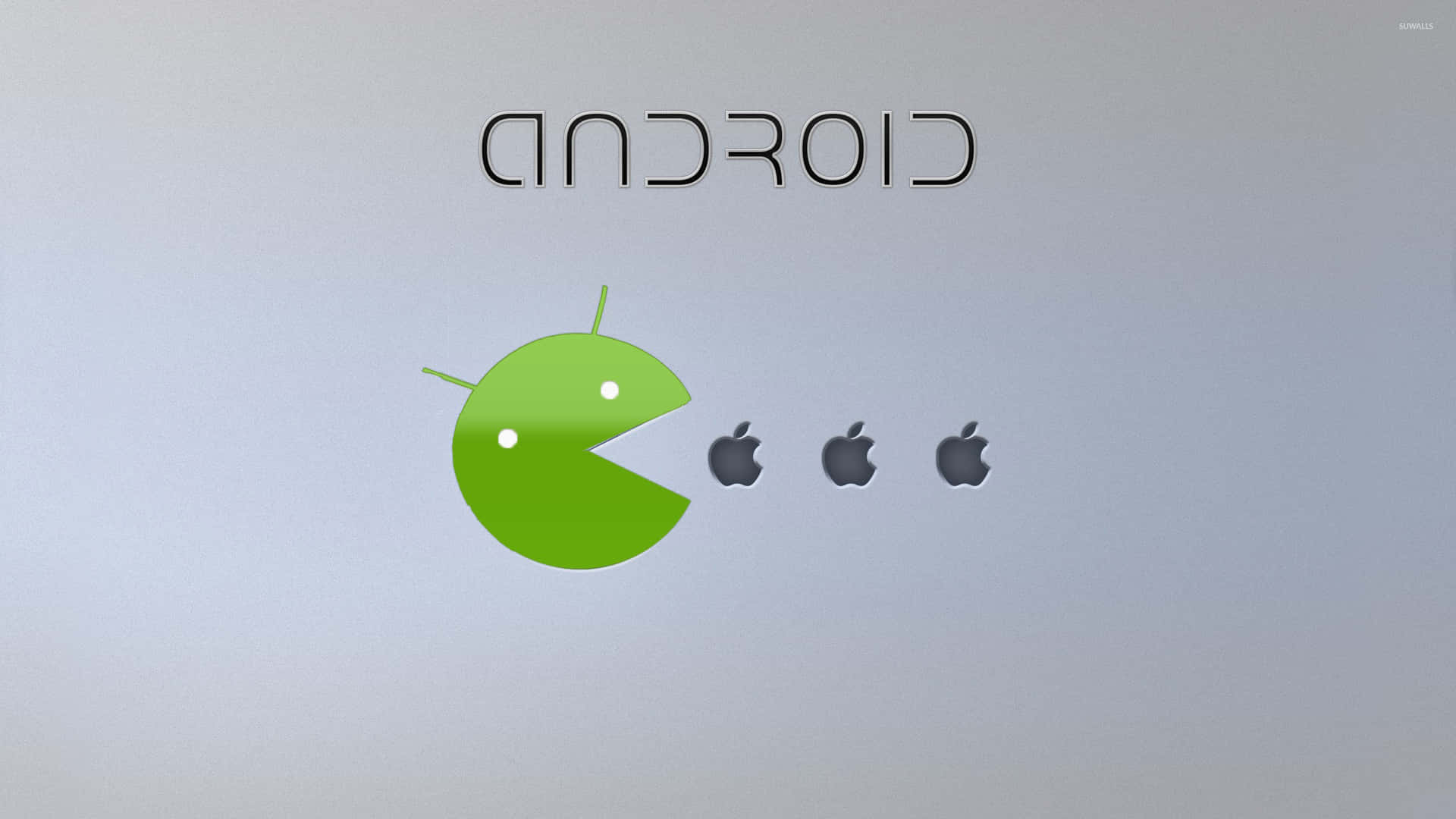 Android As Pacman Eating Apple Points Picture
