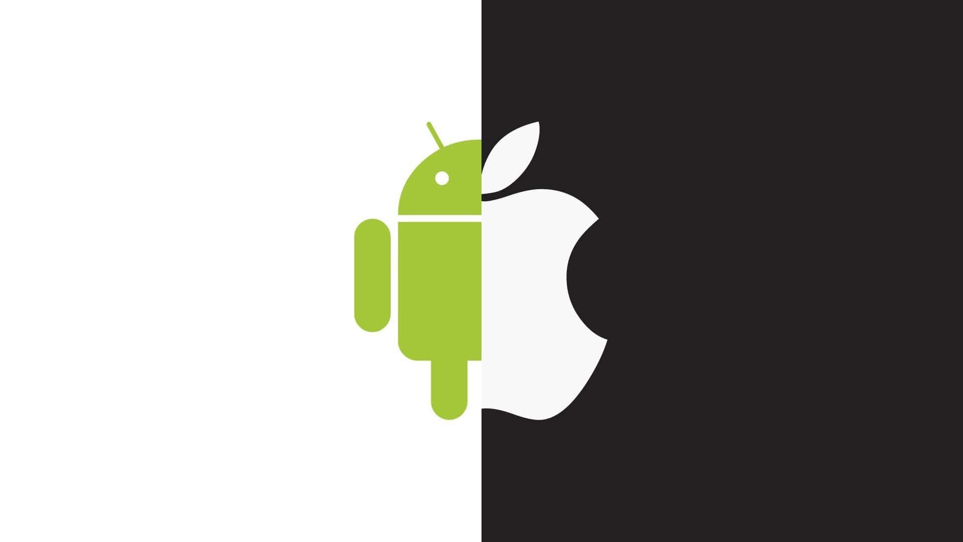Half Android Half Apple Logos Wallpaper