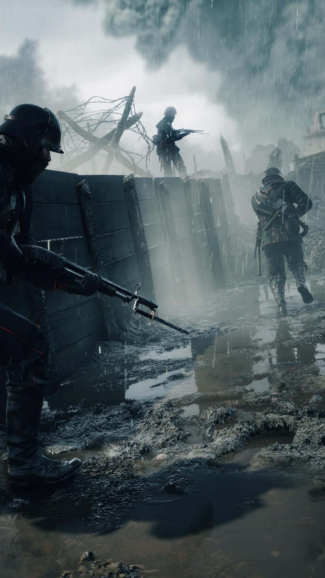 Androidbakgrund Battlefield 1 Soldater På En Kanal.