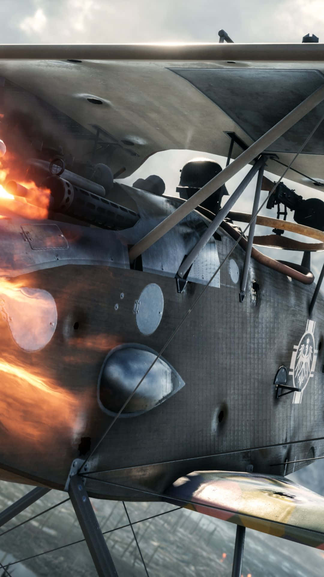 Androidbakgrund Battlefield 1 Flygplan Som Avfyrar Skott.