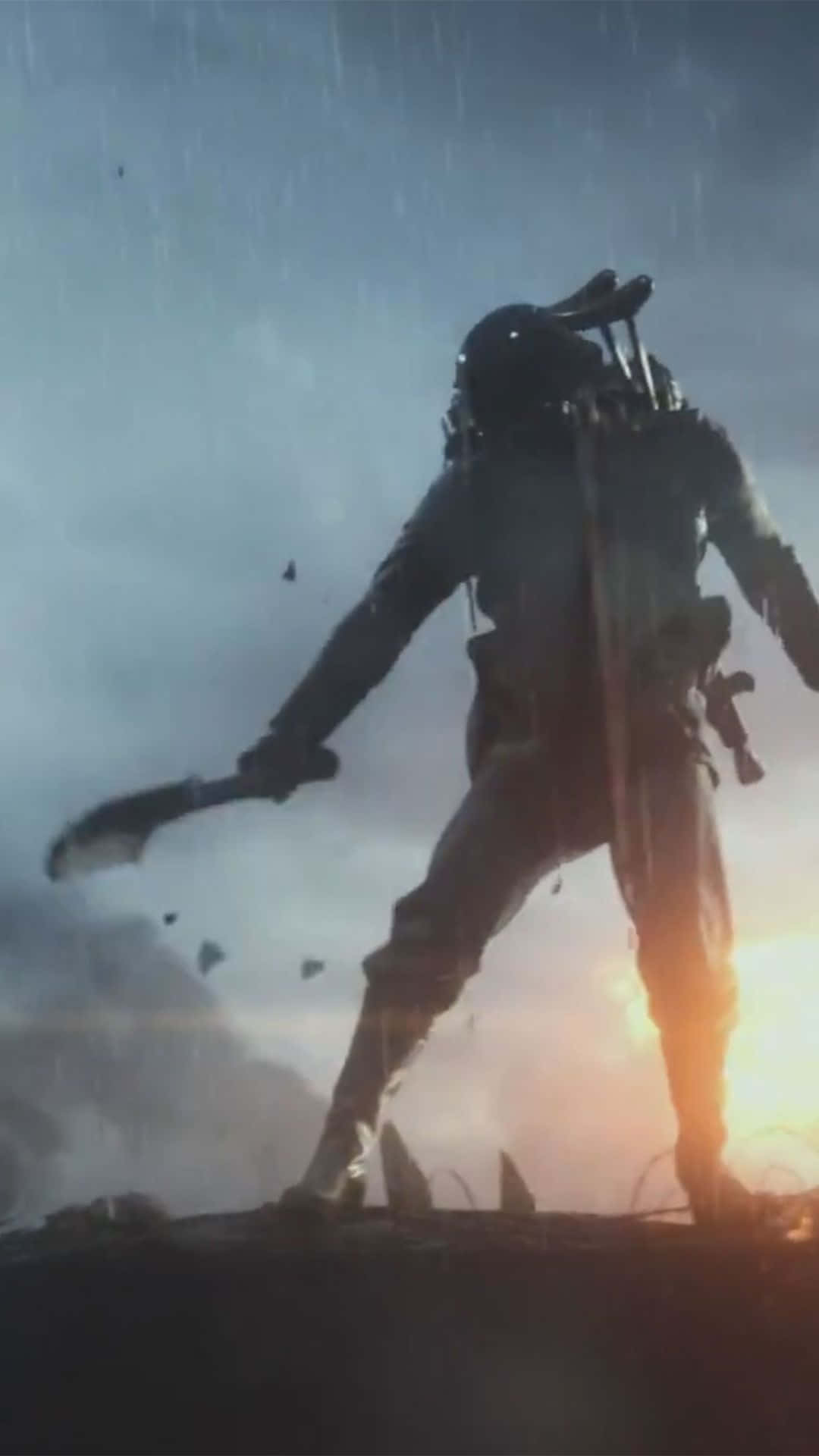 Androidbakgrundsbild För Battlefield 1 Med Soldat Som Håller En Köttyxa.