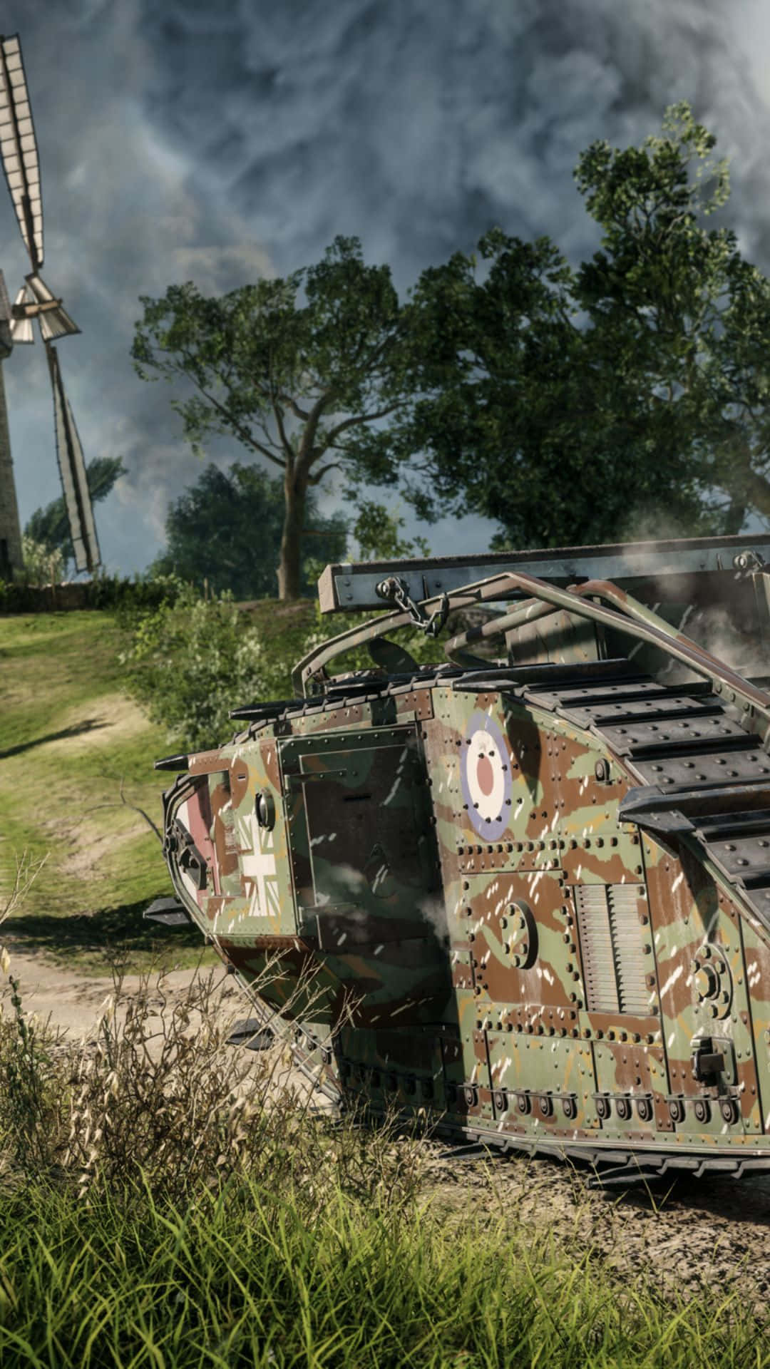 Androidhintergrundbild Battlefield 1 Panzer Mit Tarnfarbenlack