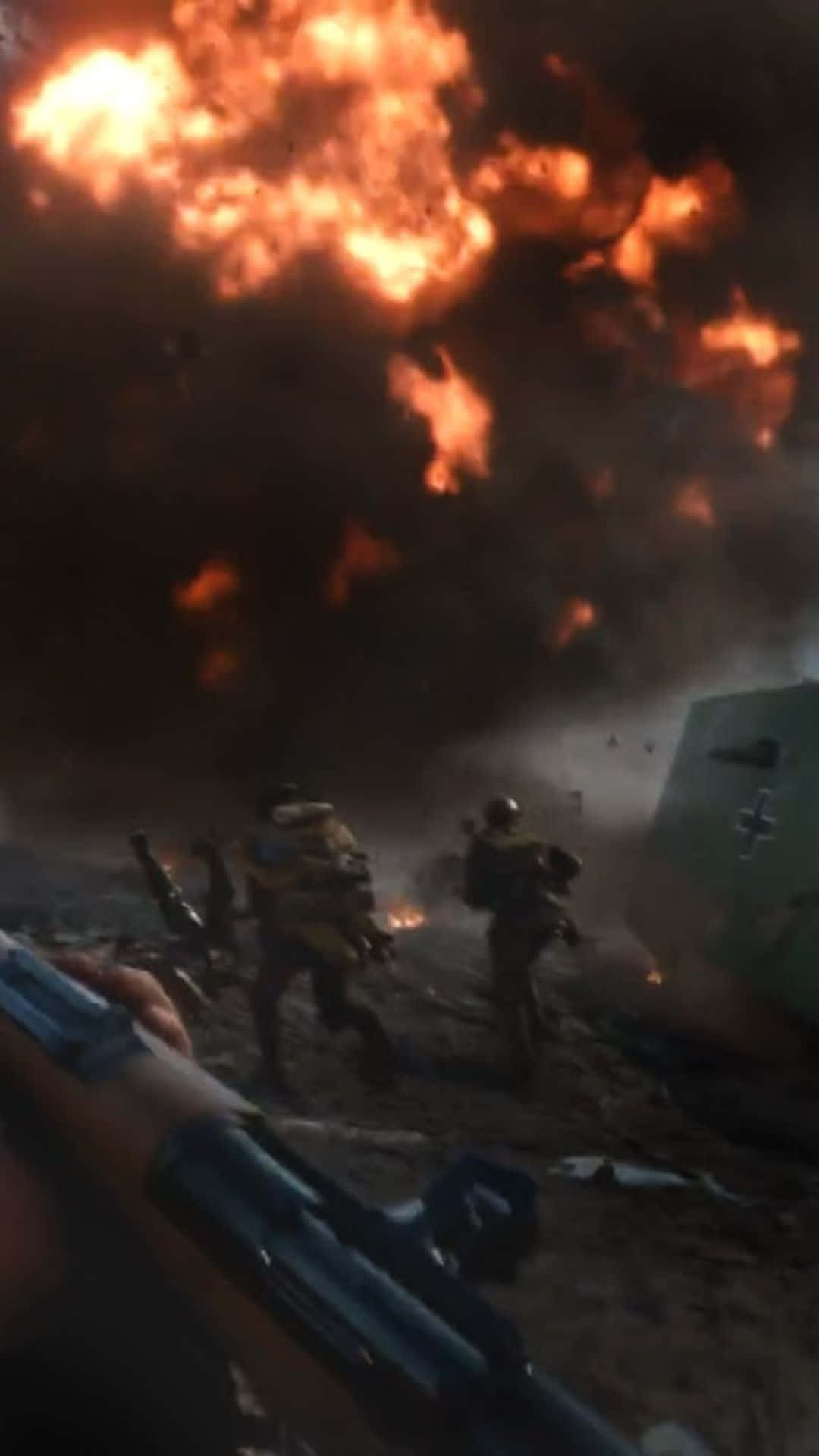 Sfondoandroid Di Battlefield 1: Soldati Che Corrono Lontano Dalle Esplosioni.
