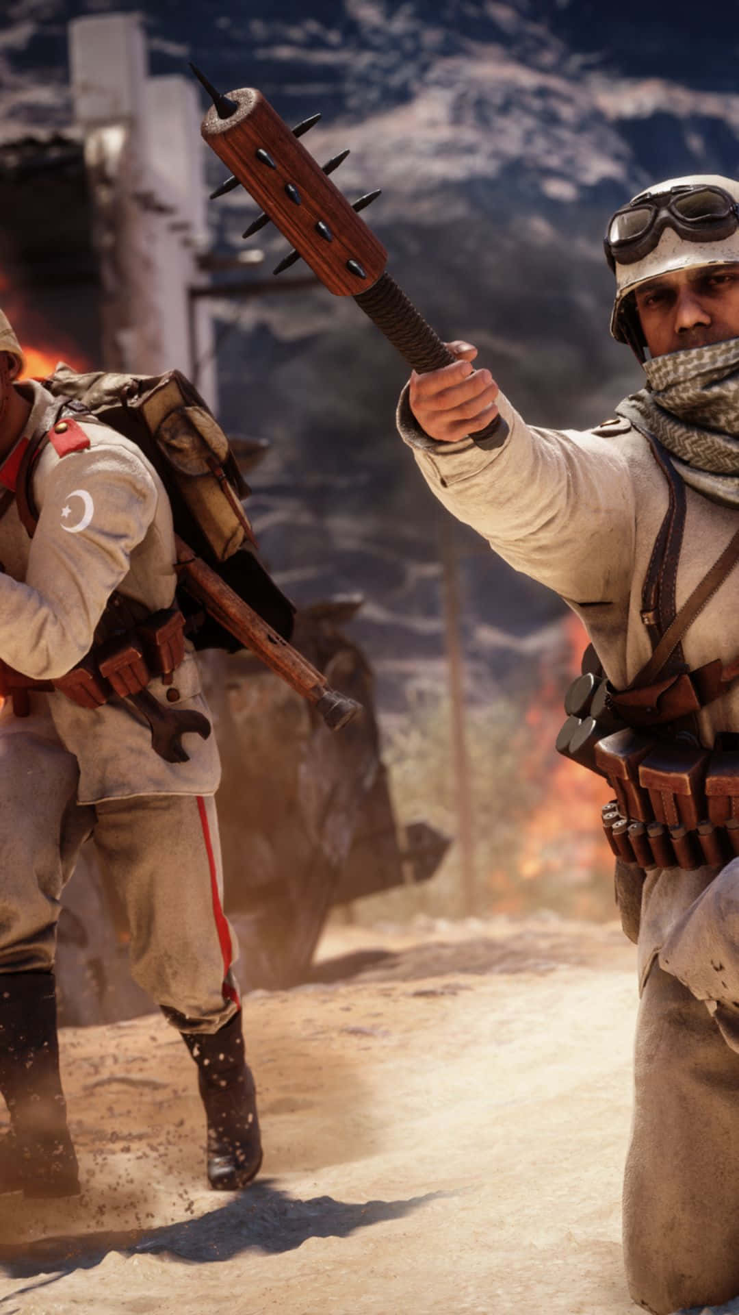 Androidhintergrundbild Battlefield 1 Soldat Mit Einem Knüppel, Der Zeigt