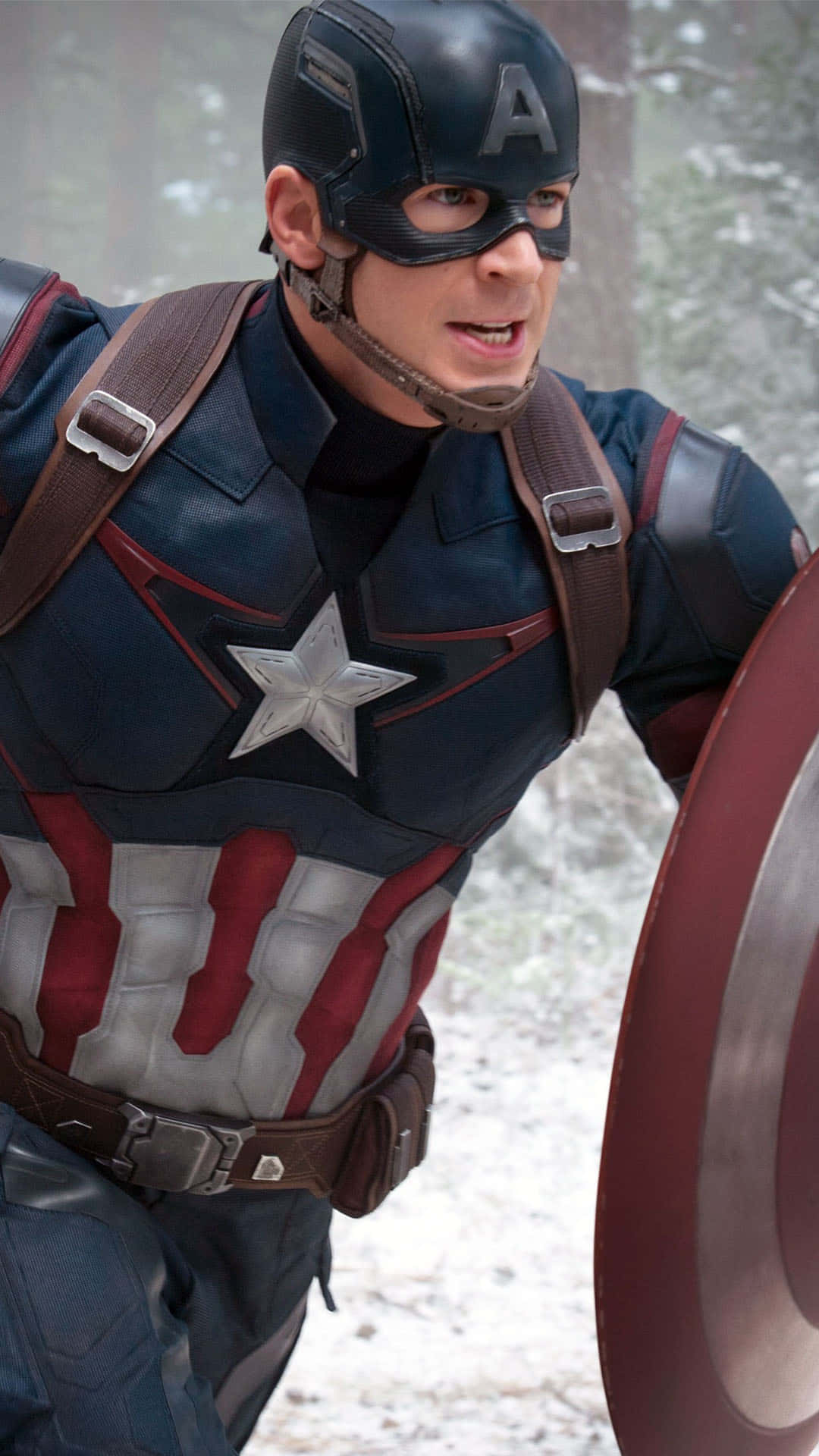 Captain America stands tall on Android background