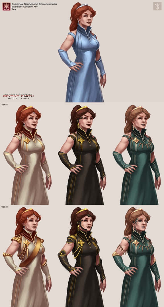 A Woman In Different Dresses And Colors