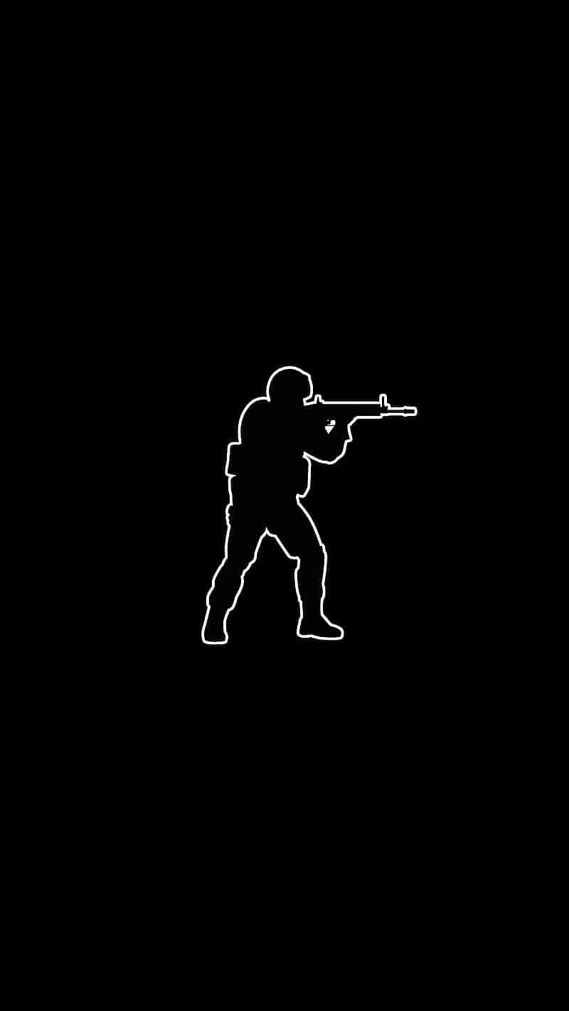 Fondode Pantalla De Android De Counter-strike Global Offensive Con El Logo Del Contra Terrorista En Negro Como Telón De Fondo.