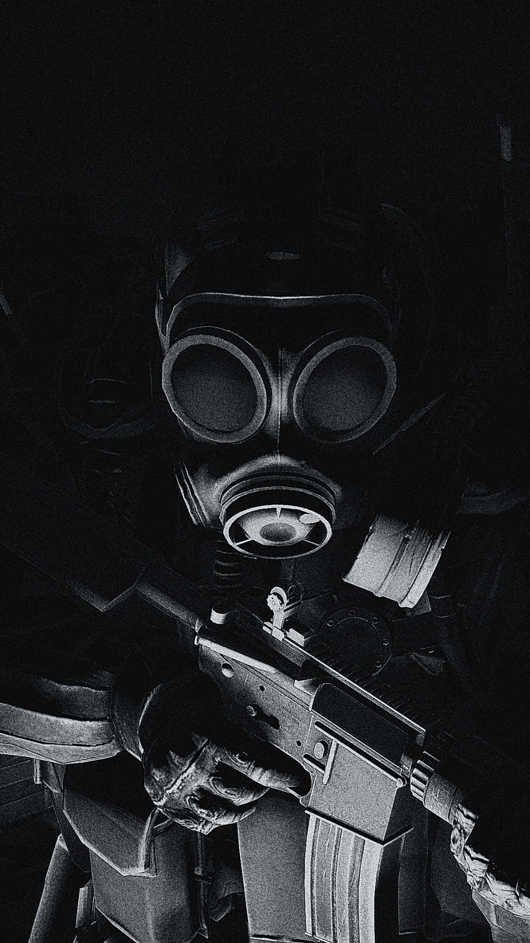 Android Counter-strike Global Offensive Black And White Photo Of Gas Masked Soldier Background