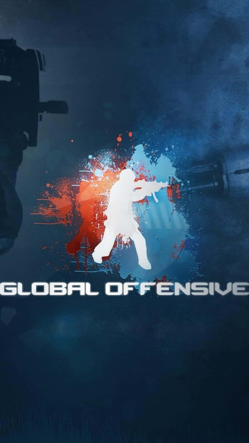 Android Counter-strike Global Offensive Game Logo Over Foggy Blue Backdrop Background