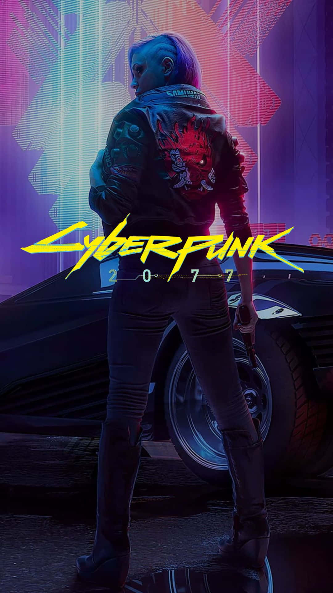 Android Cyberpunk 2077 Background Woman Beside A Car
