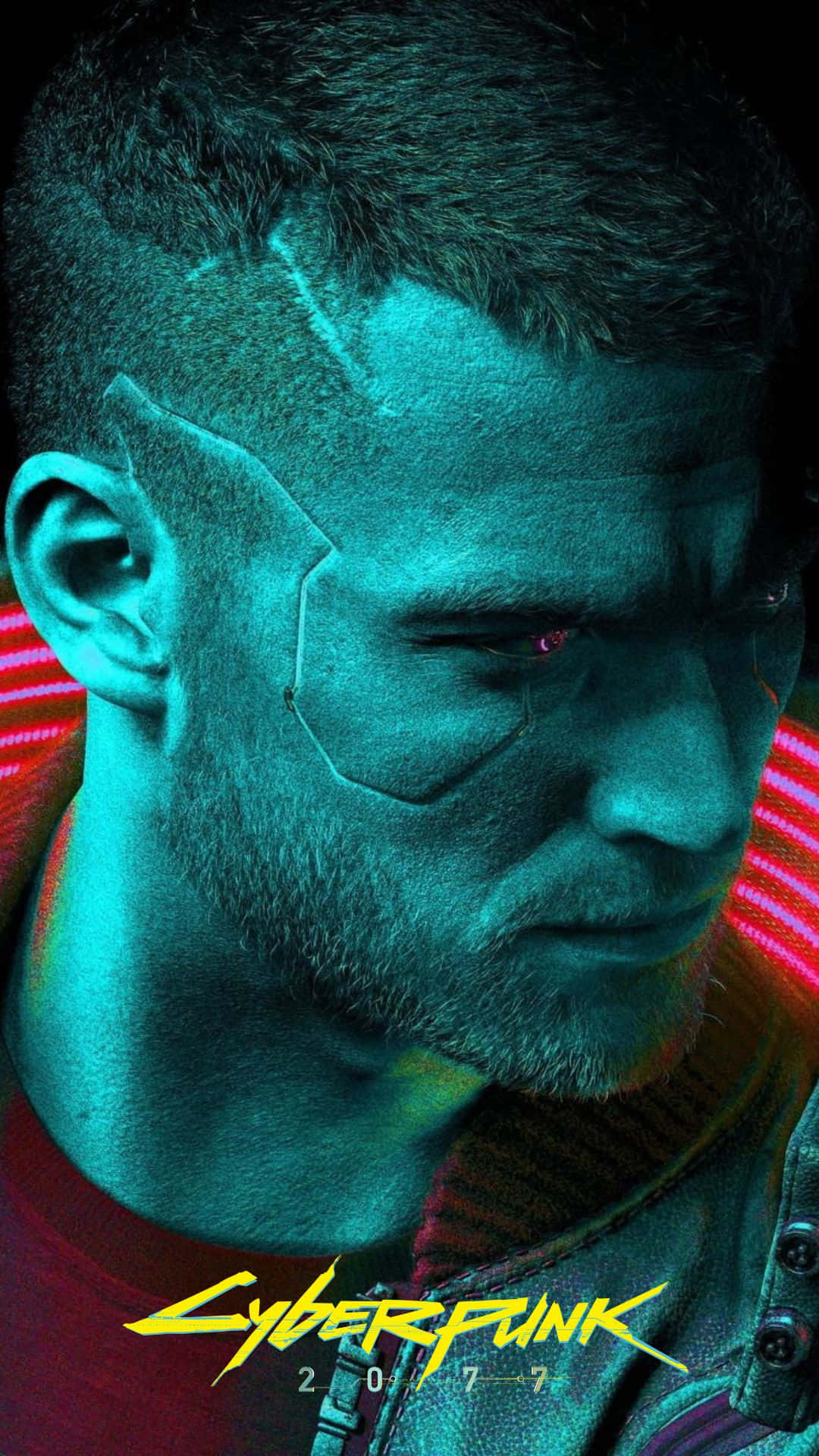 Sfondoandroid Di Cyberpunk 2077 Con Uomo In Una Tonalità Blu