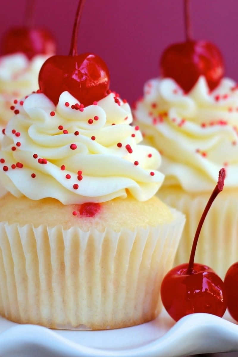 Android Desserts Background Cherry Cupcake Background