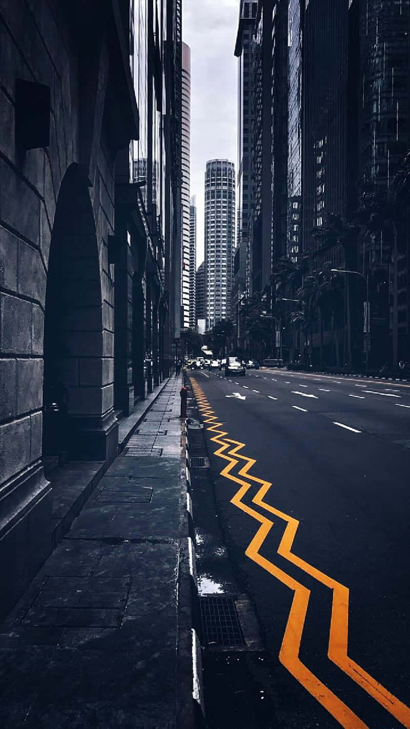A Street With A Yellow Line