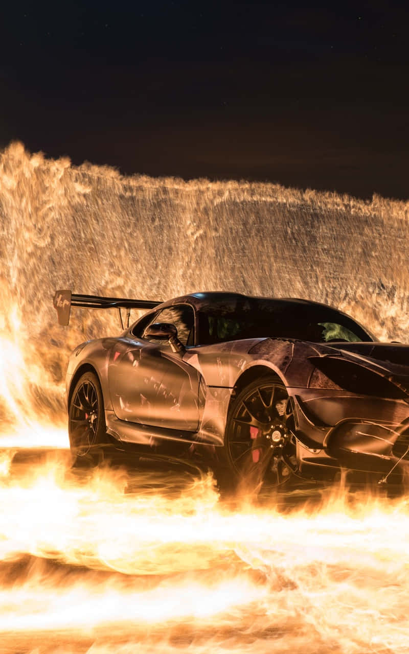 Car Zooming Through Android Fire Wallpaper