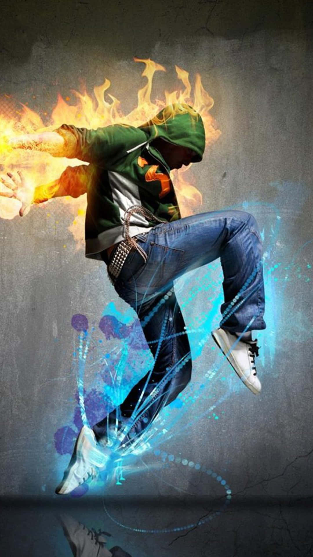 Android Fire Guy Jumping Wallpaper