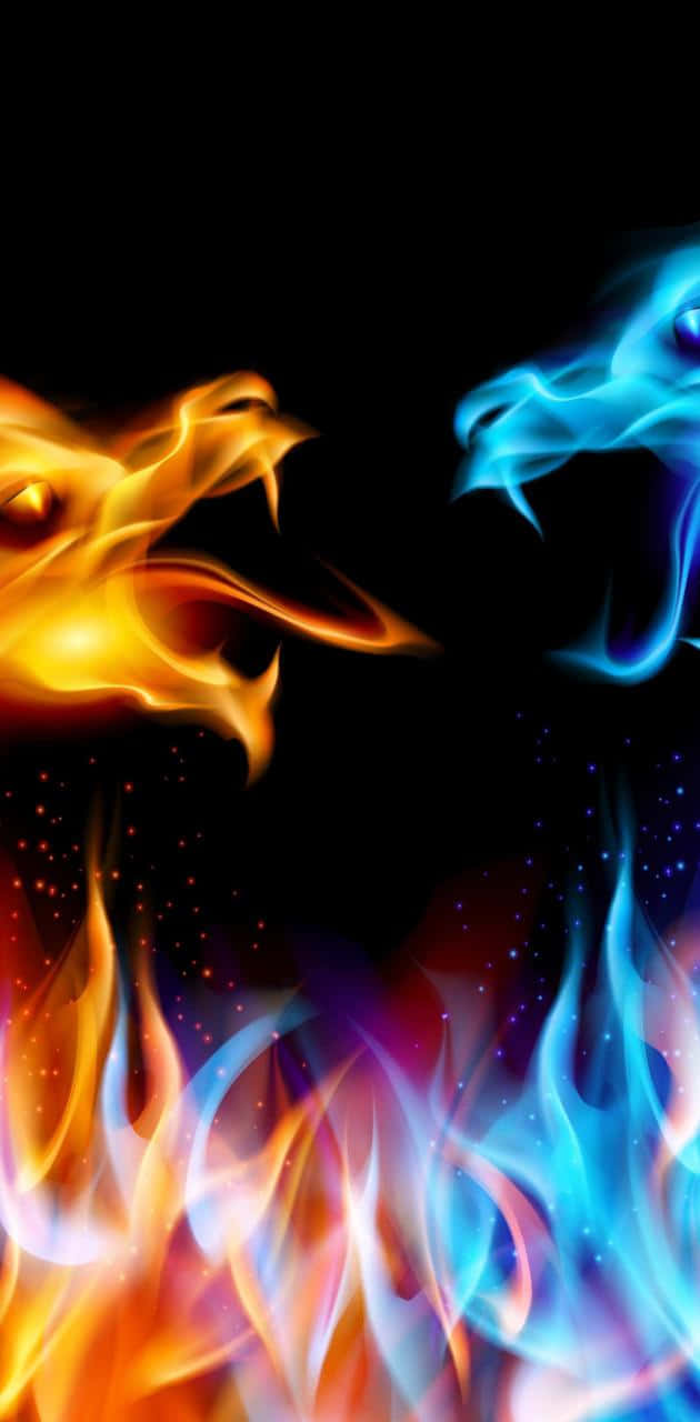 Android Fire Dragons Fighting Wallpaper