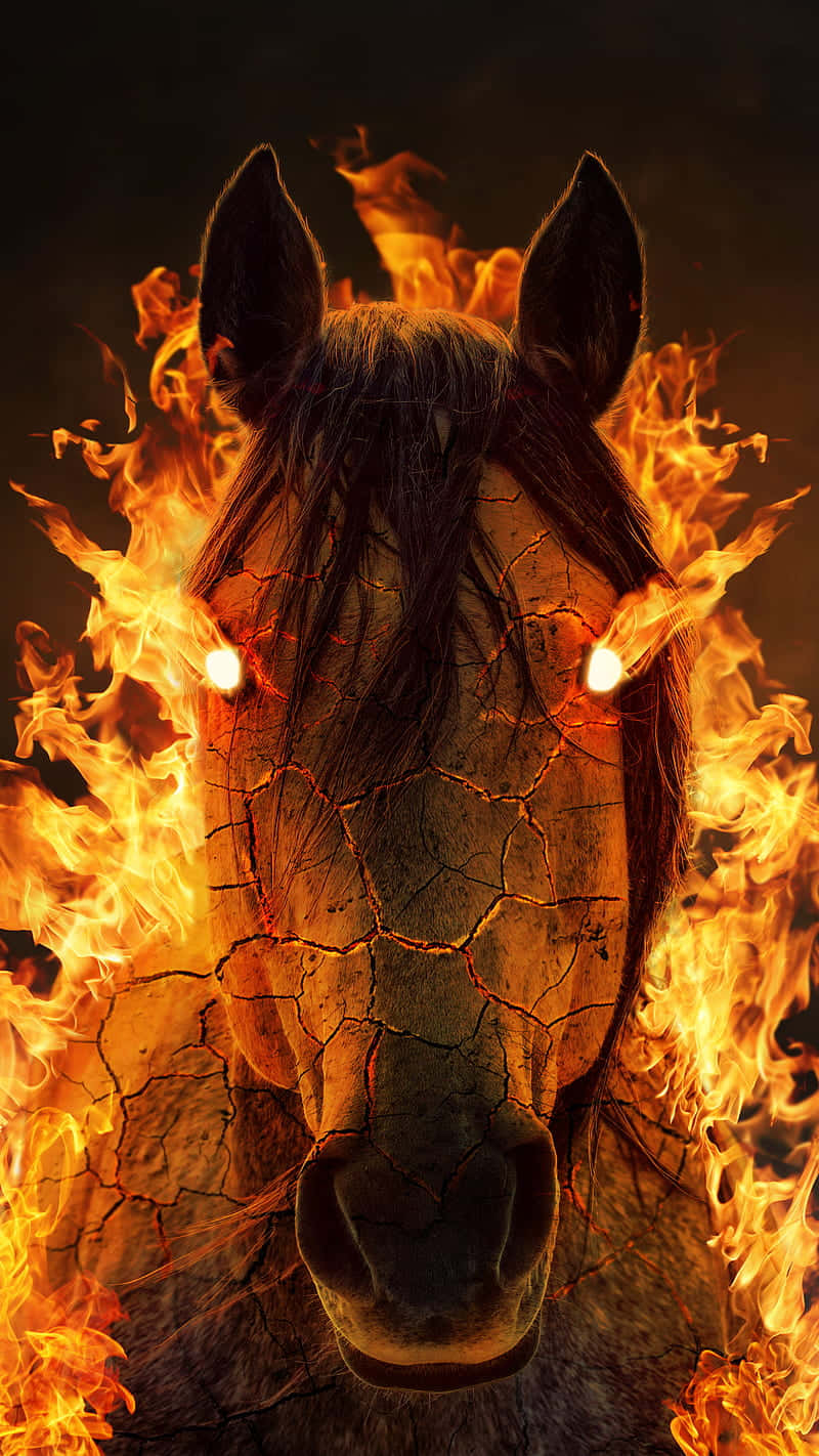 Android Fire With A Burning Horse Wallpaper