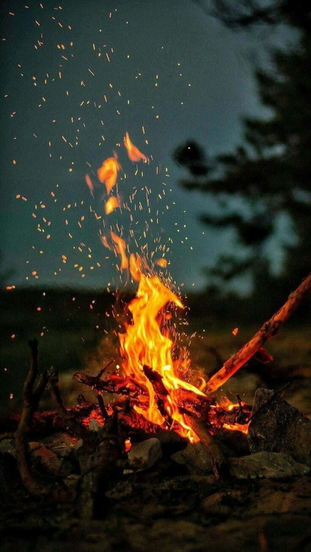 Android Fire In Nature At Night Wallpaper