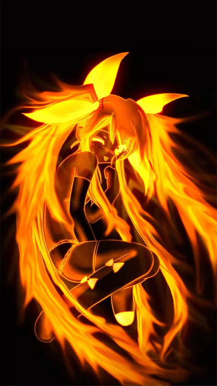 Android Fire Beast-like Girl Wallpaper