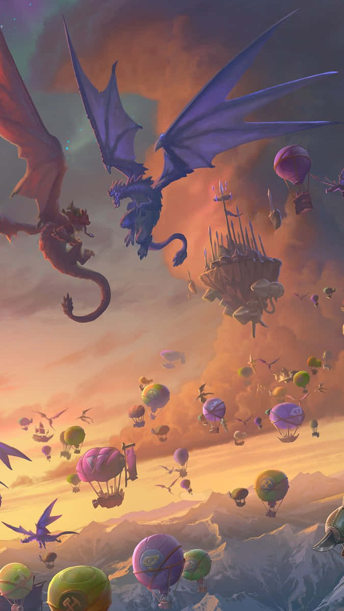 Android Hearthstone Red And Purple Dragons Background