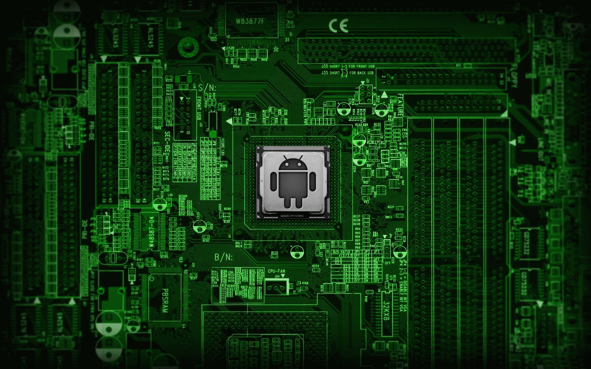 Android In Green Motherboard