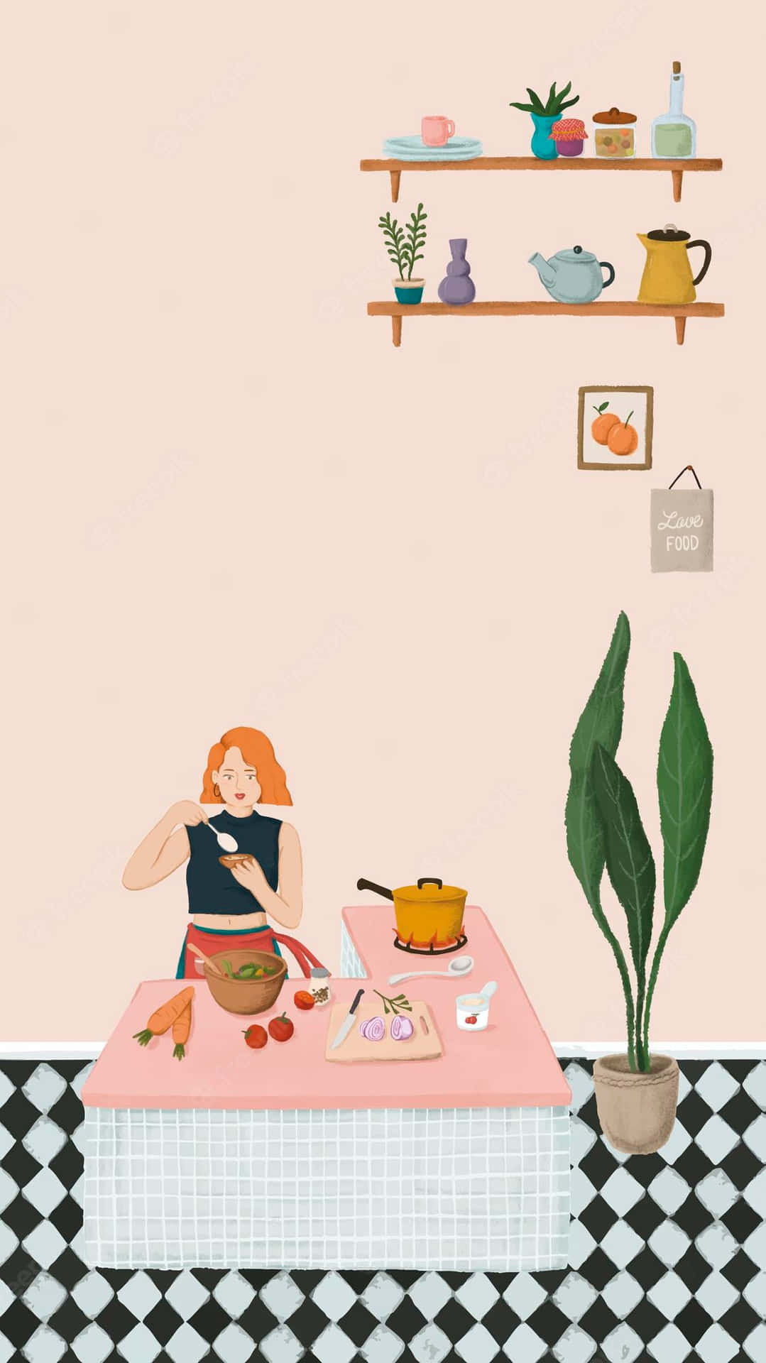 Peach Theme Android Kitchen Background