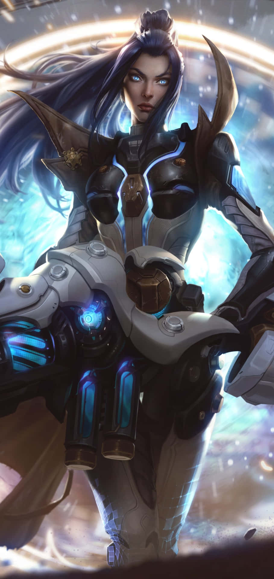 A Female Character In League Of Legends Holding A Gun