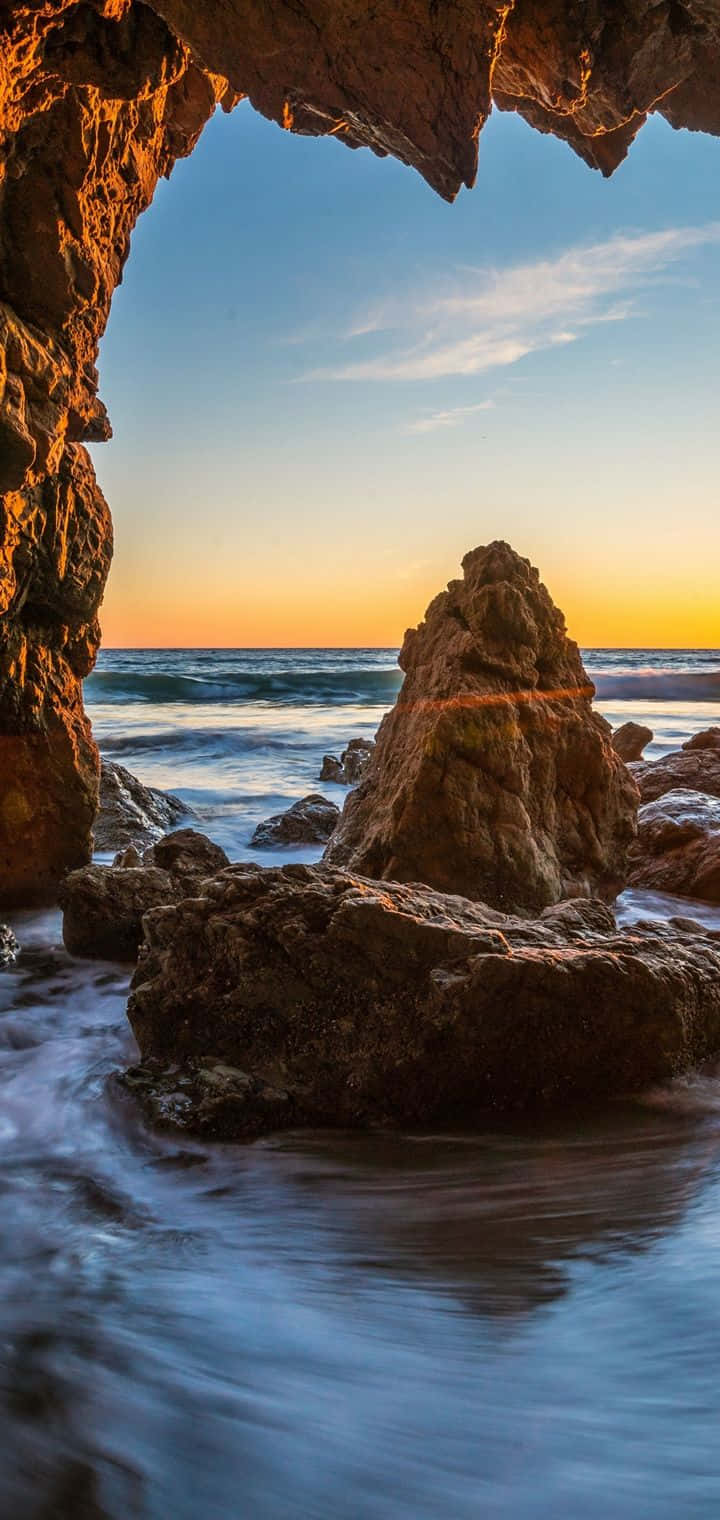 Hule med solnedgang skyline Android Malibu baggrund