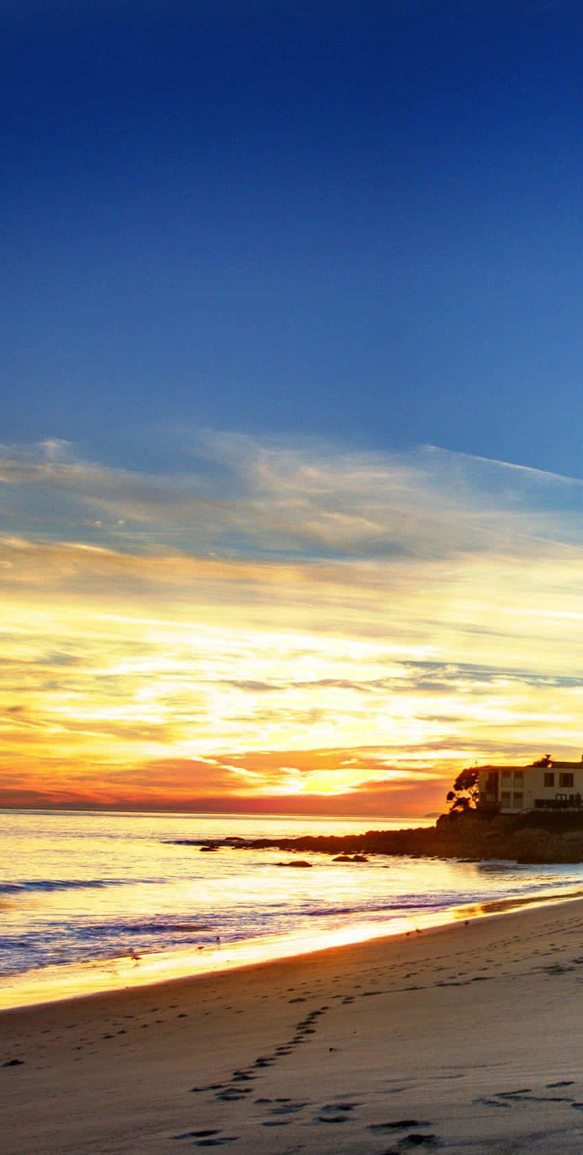 Beach Golden Sunset Android Malibu Background