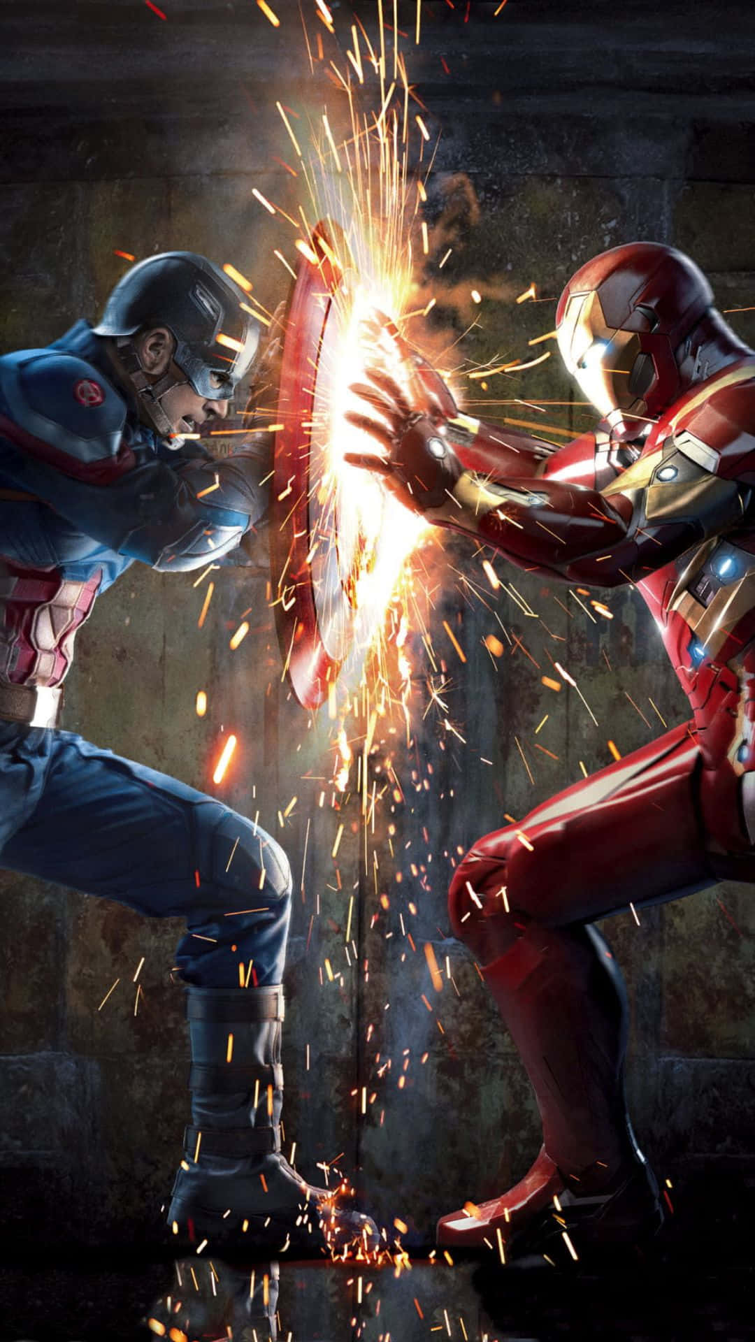 Android Marvel's Avengers Captain America Fighting Ironman Background