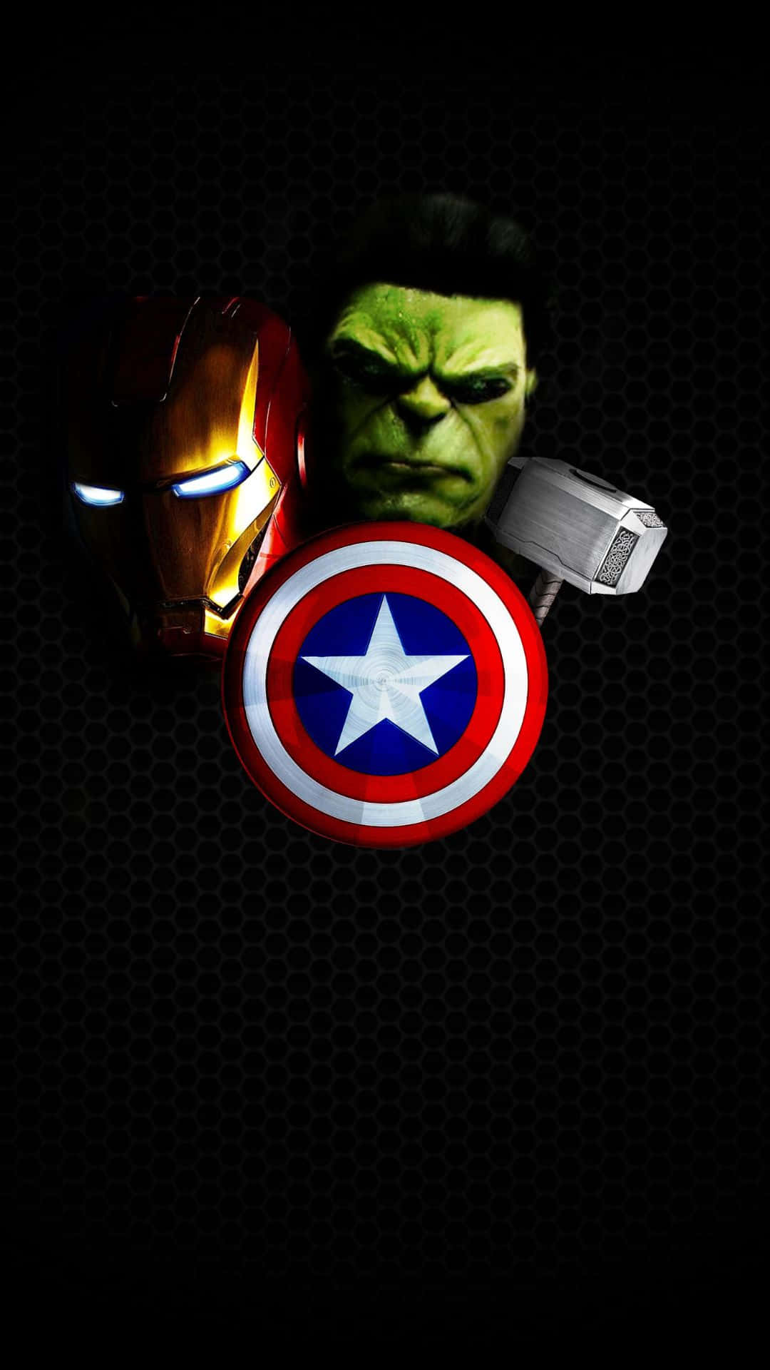 Sfondoandroid Con Le Facce Di Hulk E Iron Man Dei Marvel's Avengers