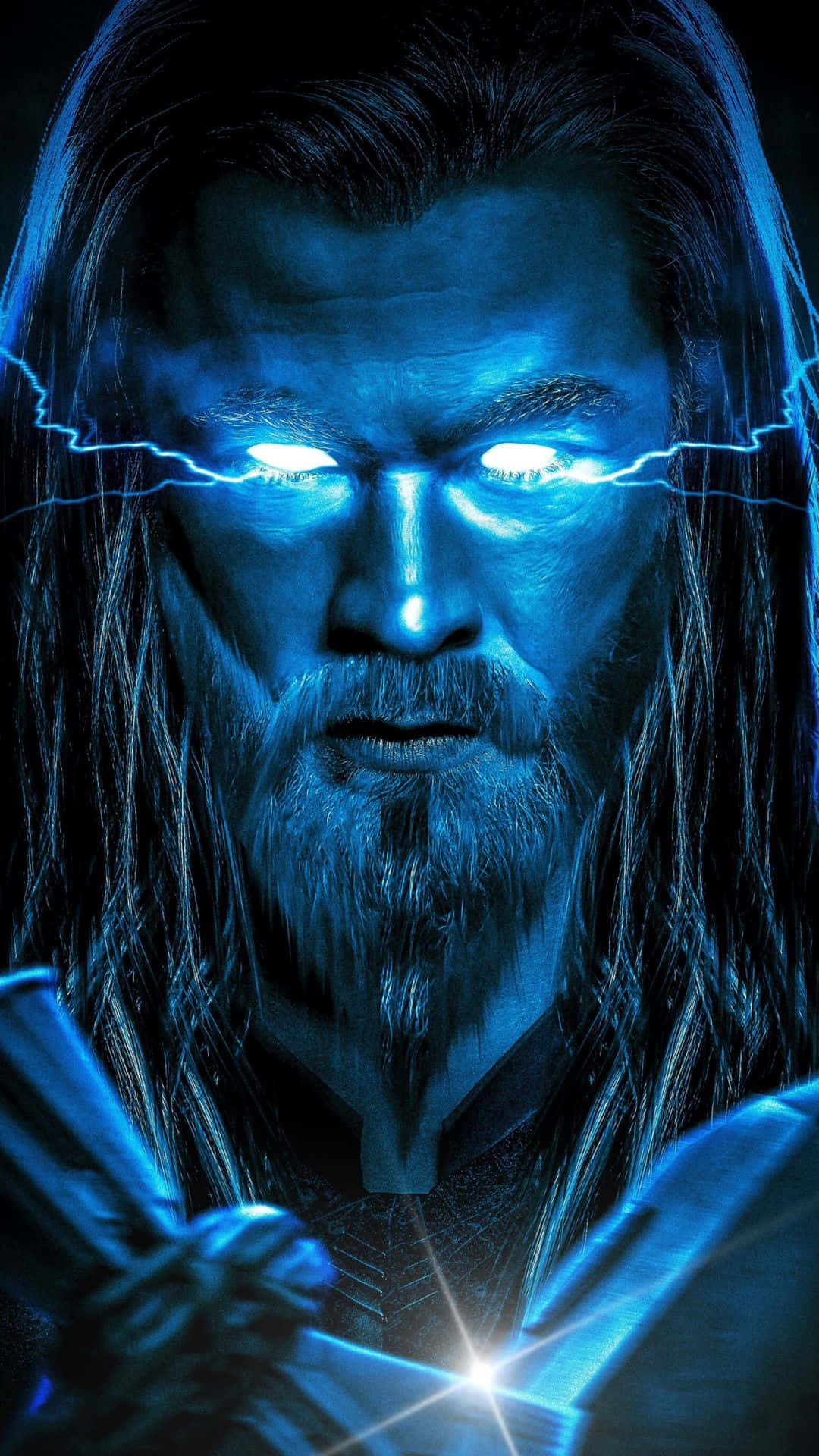 Sfondoper Android Con Gli Occhi Blu Luminosi Di Thor Degli Avengers Marvel