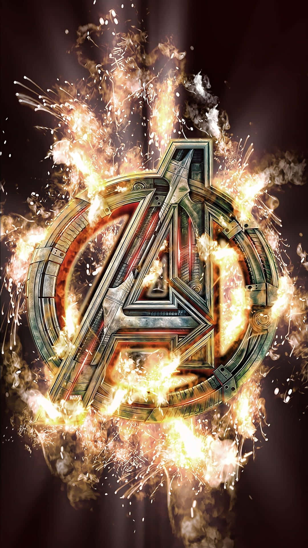 Sfondoper Android Con Il Logo Infuocato Degli Avengers Di Marvel.