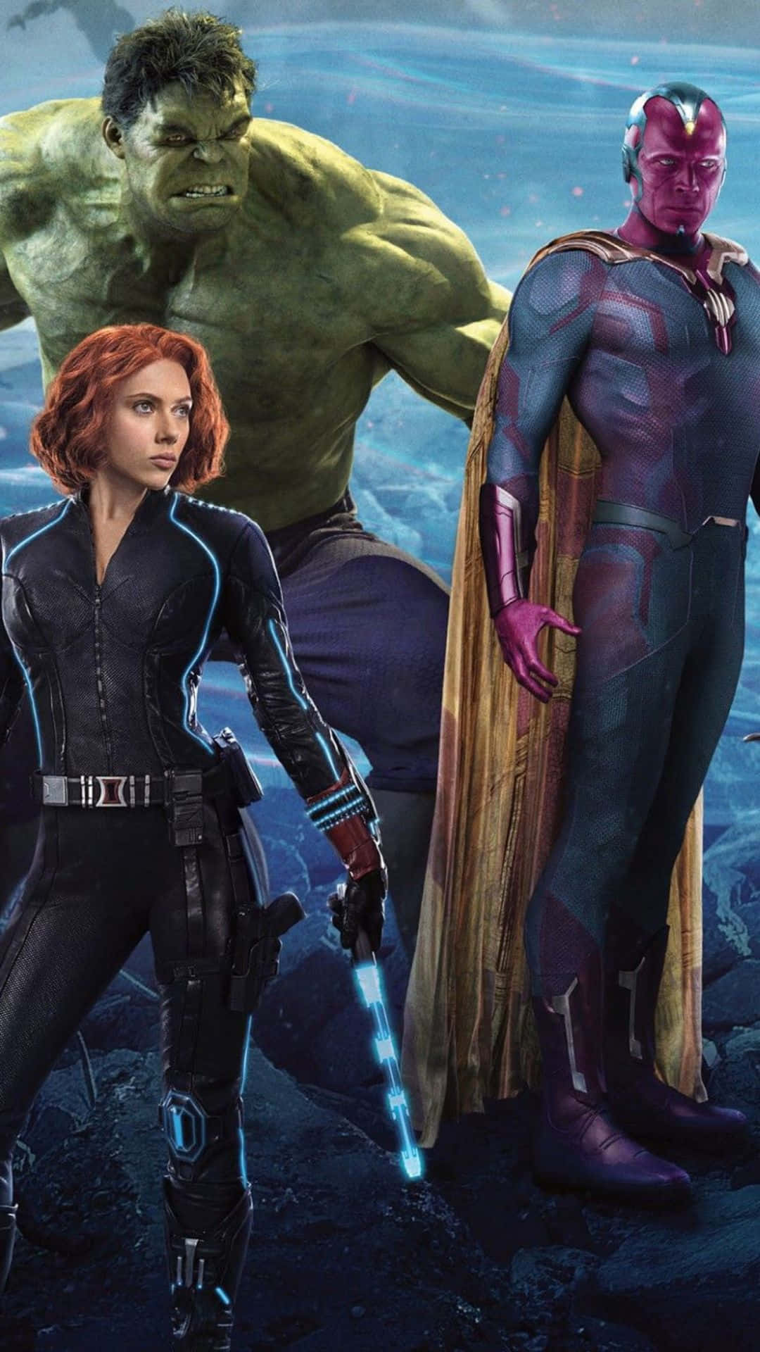 Android Marvel's Avengers Hulk, Black Widow, And Vision Background