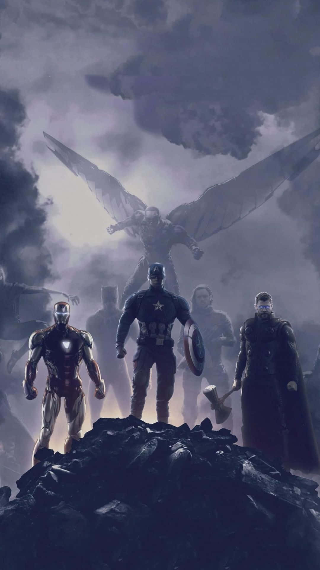 Sfondoandroid In Bianco E Nero Con Foto Degli Avengers Di Marvel.
