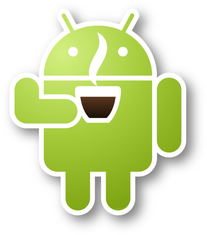 Android Mascot Drinking Coffee PNG