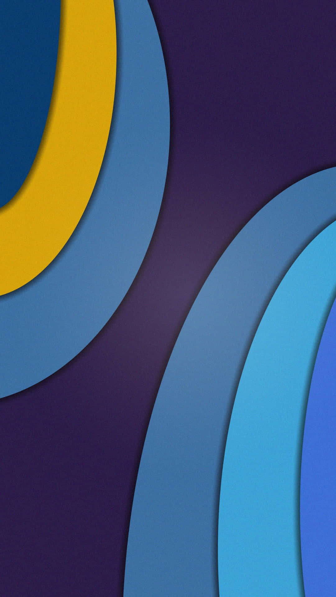 a blue and yellow circle on a purple background