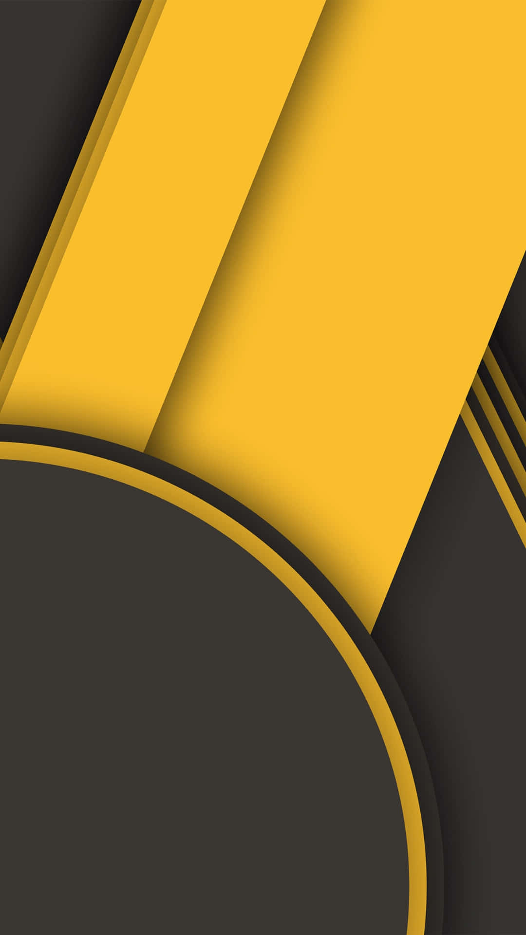a yellow and black background with a circle
