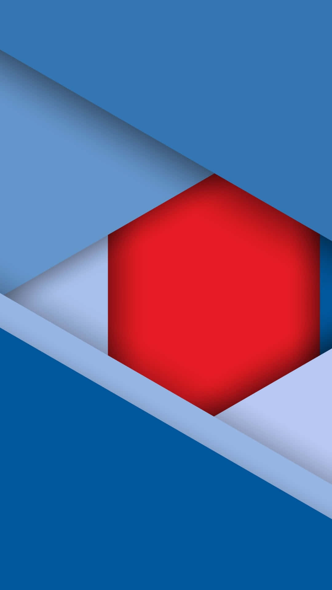 a blue and red triangle with a red and blue border