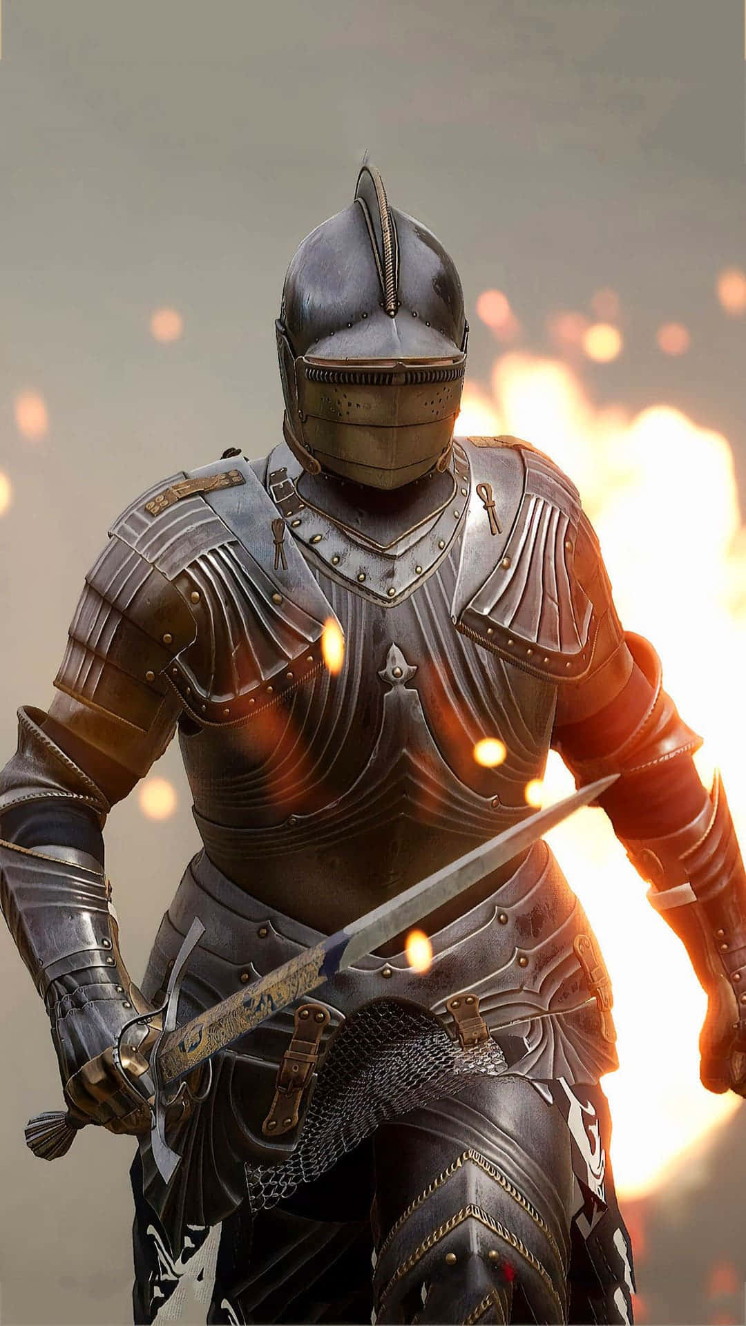 Knight And Fire Explosion Android Mordhau Background