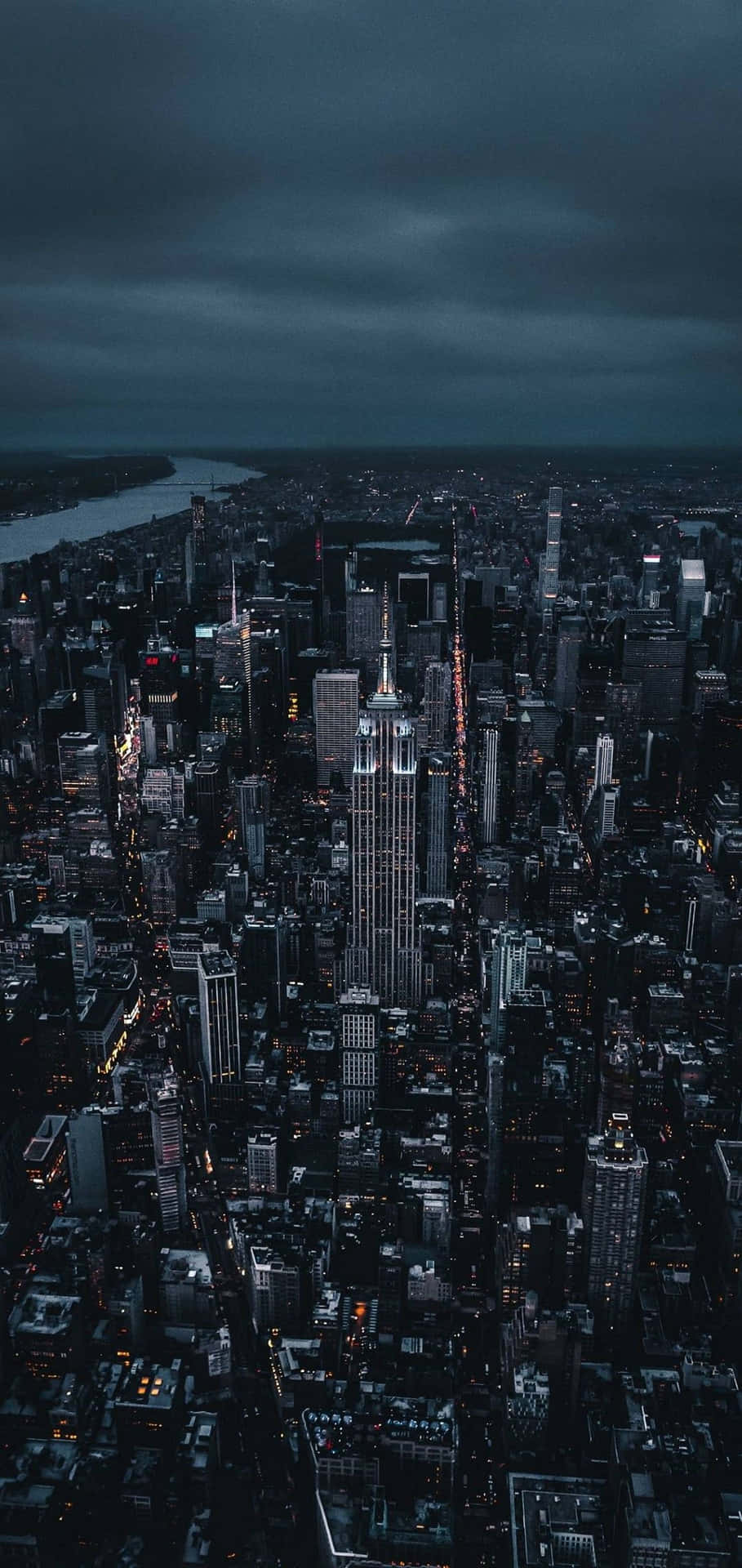 A modern, vibrant look of New York City illuminated with Android lights