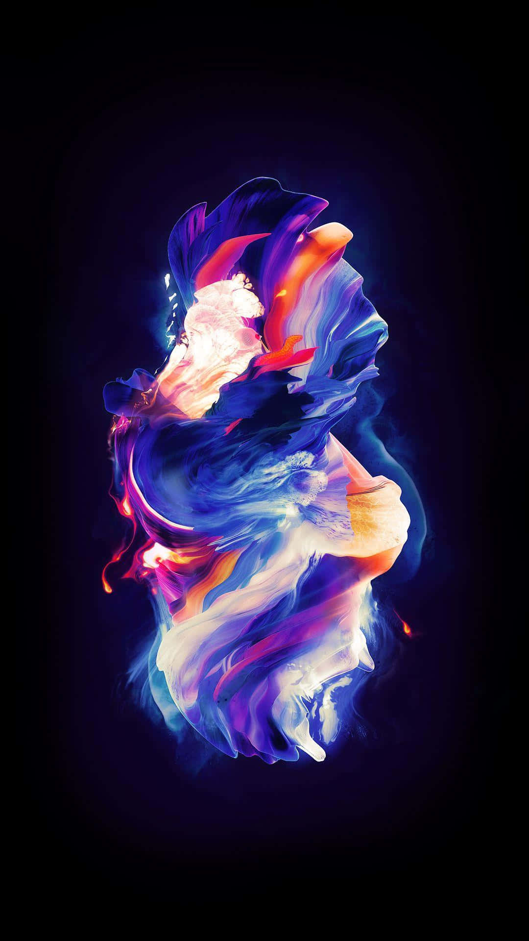 A Colorful Abstract Painting On A Black Background