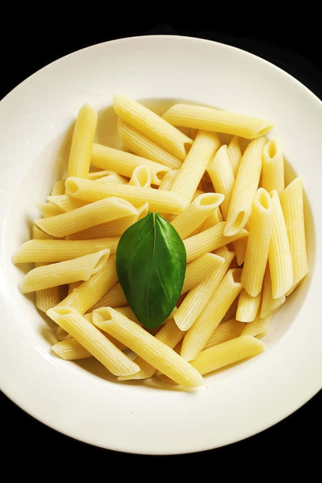 Android Pasta Background Bowl of Penne Pasta Basil Leaf