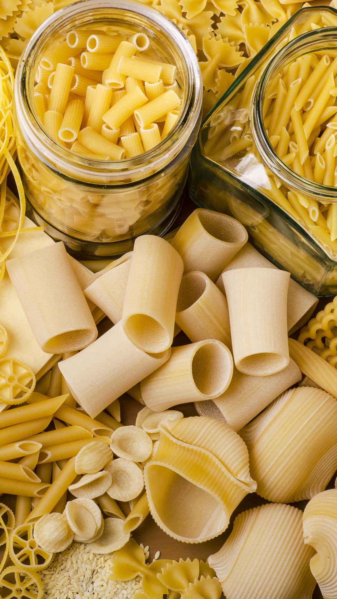 Android Pasta Background Various Uncooked Pasta In Jars