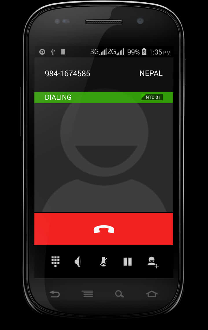 Android Phone Dialing Screen PNG