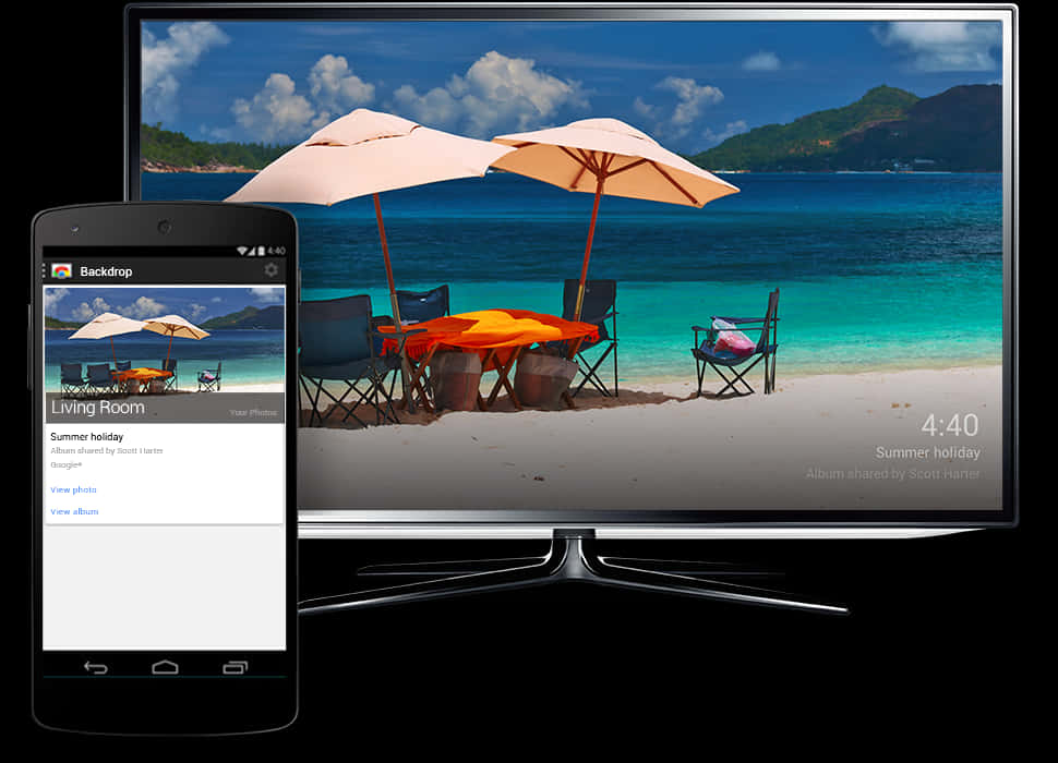 Android Phoneand T V Beach Backdrop PNG